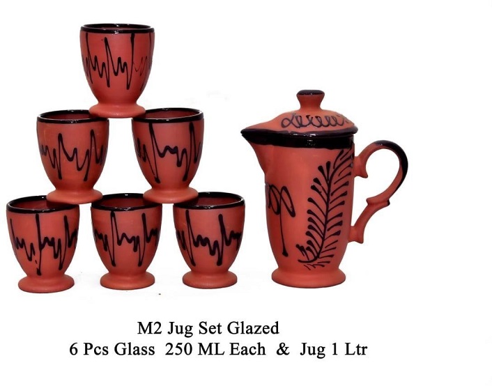 M-2 Clay Jug Set Glazed